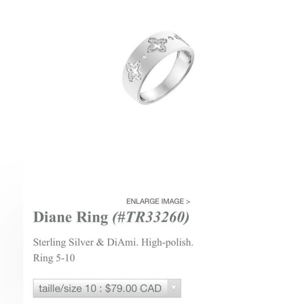 Tocara New Retired Diane Ring Sterling Silver Diami Size 7